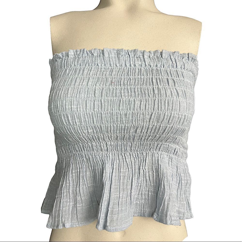 American Eagle Light Blue Strapless Tube Crop Top NWOT
